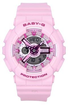 Casio Baby-G Analog Digital Pink Resin Strap Pink Dial Quartz BA-110YK-4A 100M Women's Watch