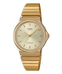 Casio Analog Gold Tone Stainless Steel Champagne Dial Quartz MQ-24G-9E Men's Watch