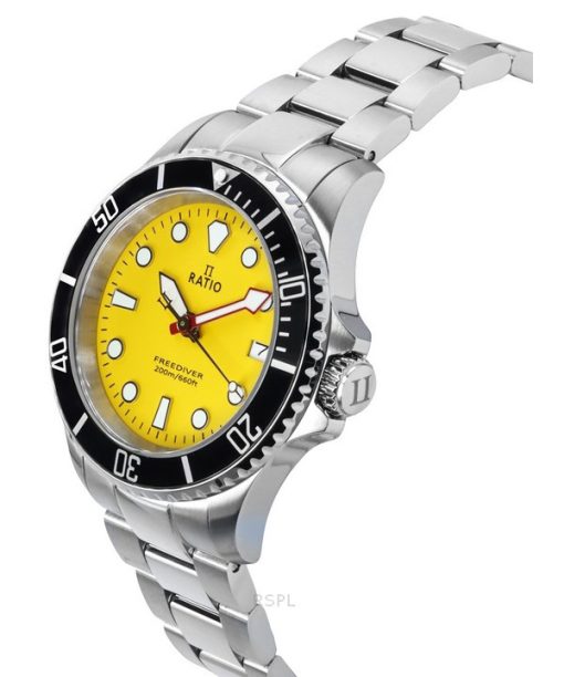 Ratio FreeDiver Sapphire Stainless Steel Yellow Dial Quartz RTF034 200M Men's Watch