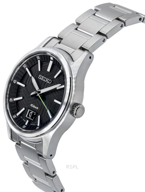 Seiko Analog Stainless Steel Black Dial Quartz SUR535P1 100M Men's Watch