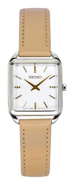 Seiko Analog Leather Strap Beige Dial Quartz SWR089P1 Women's Watch