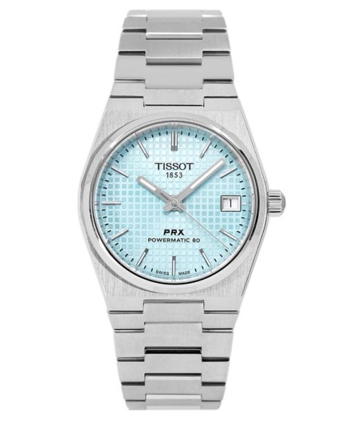 Tissot T-Classic PRX Powermatic 80 Stainless Steel Ice Blue Dial Automatic T137.207.11.351.00 100M Women's Watch