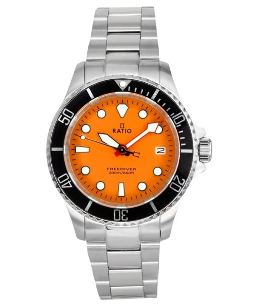 Refurbished Ratio FreeDiver Sapphire Stainless Steel Orange Dial Quartz RTF035 200M Men's Watch