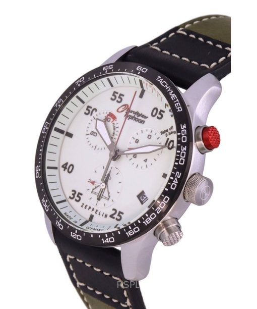 Refurbished Zeppelin Eurofighter Chronograph Leather Strap Beige Dial Quartz 72985 100M Men's Watch