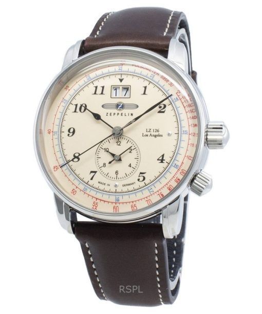 Refurbished Zeppelin LZ126 Los Angeles Leather Strap Beige Dial Quartz 86445 Men's Watch