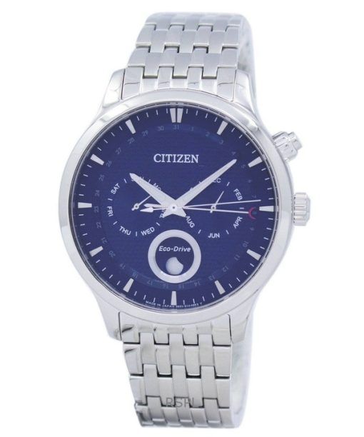 Refurbished Citizen Eco-Drive Moon Phase Blue Textured Dial Japan Made AP1050-56L Men's Watch