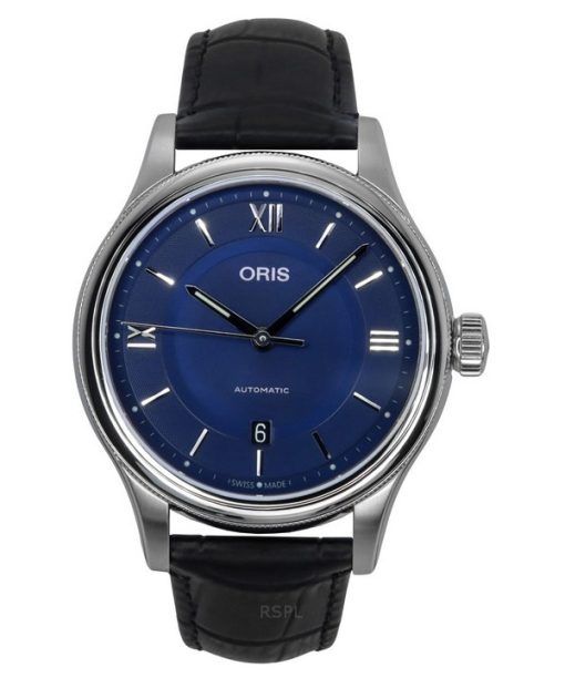 Oris Classic Date Leather Strap Blue Dial Automatic 01 733 7719 4075-07 5 20 35 Men's Watch