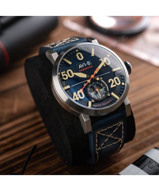 AVI-8 Dambuster Chadwick Meca-Quartz Cobalt Blue Leather Strap Blue Dial AV-4113-01 Men's Watch