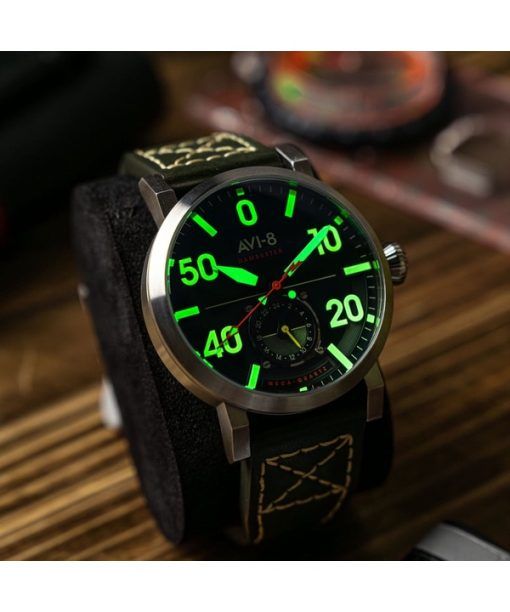 AVI-8 Dambuster Chadwick Meca-Quartz Forest Green Leather Strap Green Dial AV-4113-02 Men's Watch