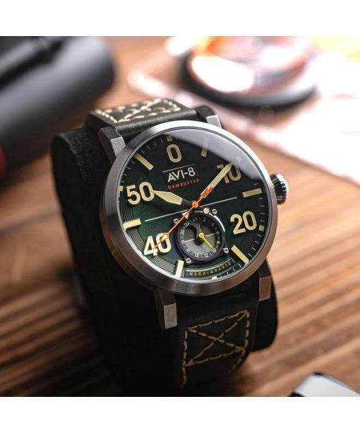 AVI-8 Dambuster Chadwick Meca-Quartz Forest Green Leather Strap Green Dial AV-4113-02 Men's Watch