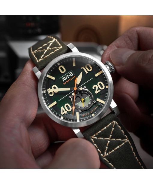 AVI-8 Dambuster Chadwick Meca-Quartz Forest Green Leather Strap Green Dial AV-4113-02 Men's Watch