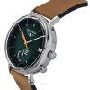 Bauhaus Classic Brown Leather Strap Dark Green Dial Solar 21124 Men's Watch