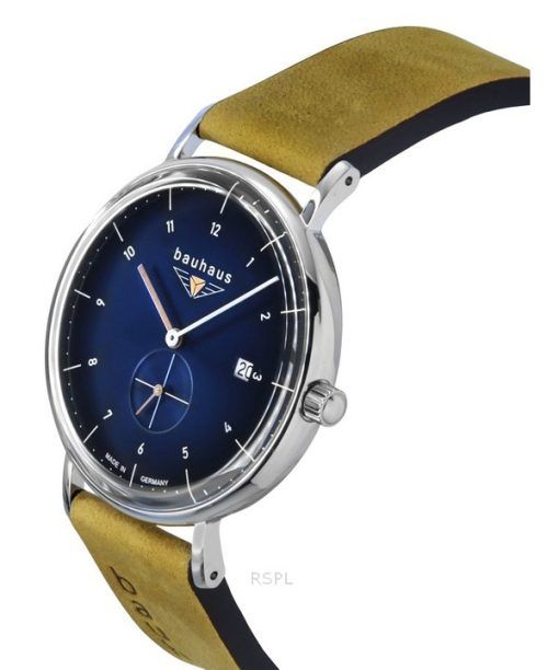 Bauhaus Classic Brown Leather Strap Blue Dial Quartz 21303 Men's Watch