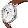 Bauhaus Classic Brown Leather Strap White Dial Automatic 21601 Men's Watch