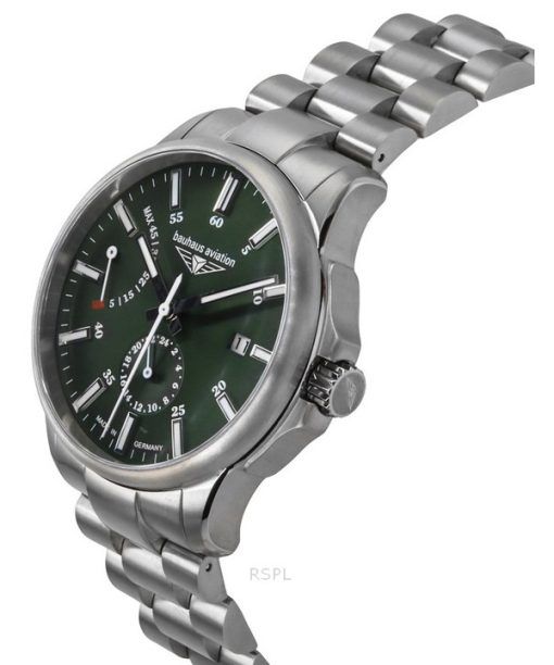 Bauhaus Aviation Titanium Dark Green Dial Automatic 2860M4 100M Men's Watch