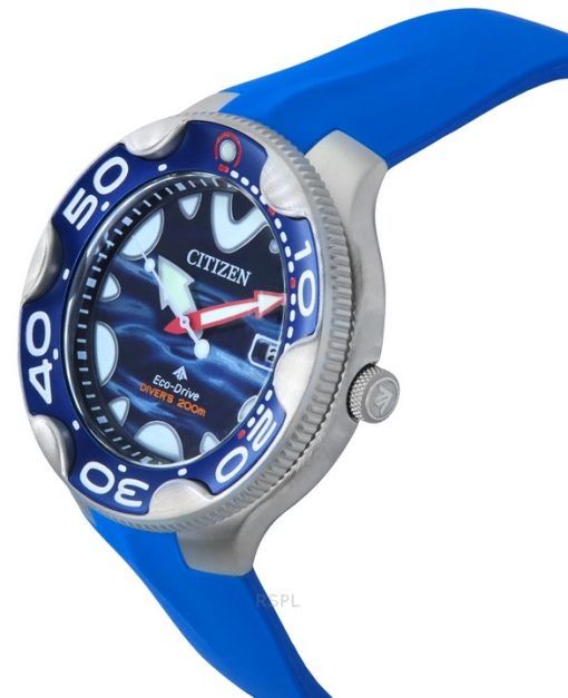 Citizen Promaster PU Strap Blue Dial Eco-Drive Divers BN0238-02L 200M Mens Watch