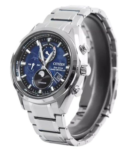 Citizen Tsuku-yomi Chronograph Moon Phase Super Titanium Blue Dial Eco-Drive BY1010-81L 100M Mens Watch