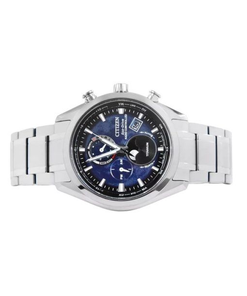 Citizen Tsuku-yomi Chronograph Moon Phase Super Titanium Blue Dial Eco-Drive BY1010-81L 100M Mens Watch