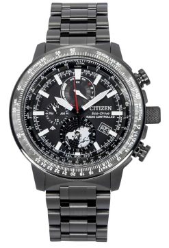 Citizen Promaster Geo Trekker Stainless Steel Black Dial Eco-Drive BY3005-56G 200M Mens Pilot Watch