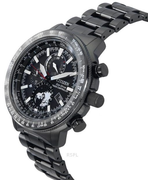 Citizen Promaster Geo Trekker Stainless Steel Black Dial Eco-Drive BY3005-56G 200M Mens Pilot Watch