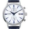 Citizen Eco-Drive Chronograph Leather Strap White Dial CA7069-16A Mens Watch