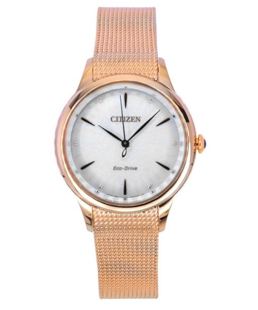 Citizen L Rose Gold Tone Stainless Steel White Dial Eco-Drive EM1153-88A Women's Watch