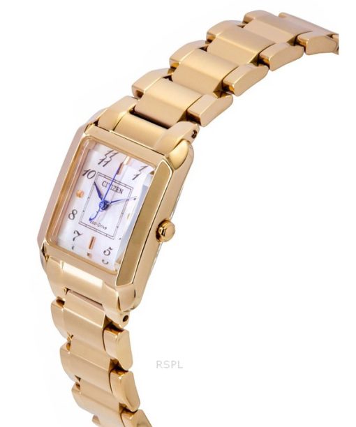 Citizen L Square Rose Gold Tone Stainless Steel Mother Of Pearl Dial Eco-Drive EW5603-89Y Women's Watch