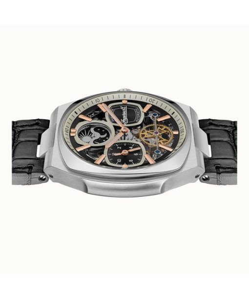 Ingersoll The Spirit Moon Phase Leather Strap Black Skeleton Dial Automatic I15801 Men's Watch