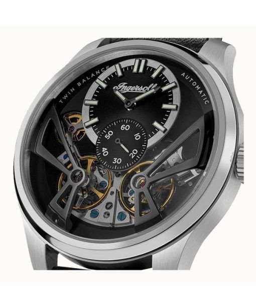 Ingersoll The Naismith Leather Strap Black Skeleton Dial Automatic I16101 Men's Watch