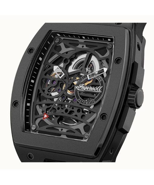 Ingersoll The Rim Polyurethane Strap Black Skeleton Dial Automatic I16201 Men's Watch