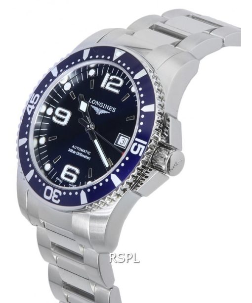 Longines HydroConquest Sunray Blue With Super-LumiNova Dial Automatic Divers L3.742.4.96.6 300M Mens Watch