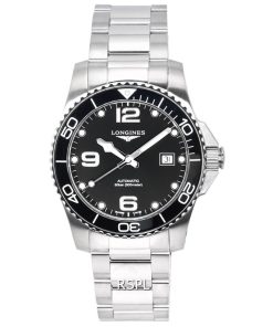 Longines HydroConquest Sunray Black With Super-LumiNov Dial Automatic Divers L3.781.4.56.6 300M Mens Watch