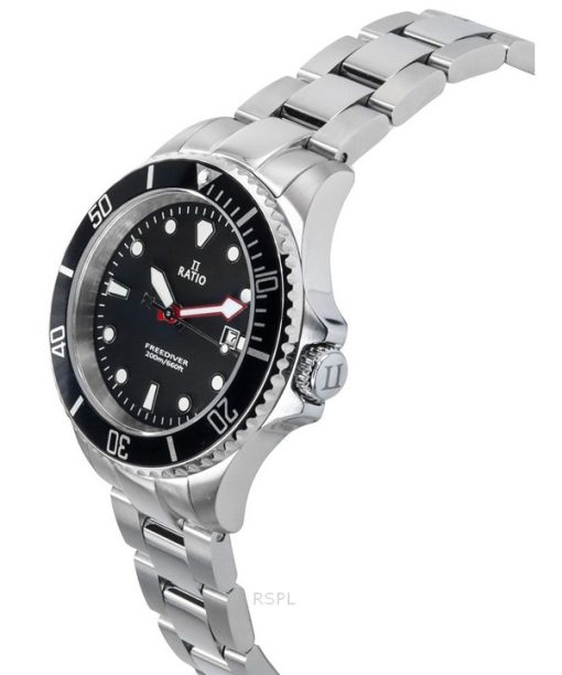 Ratio FreeDiver Sapphire Stainless Steel Black Dial Quartz RTFL800 200M Women's Watch