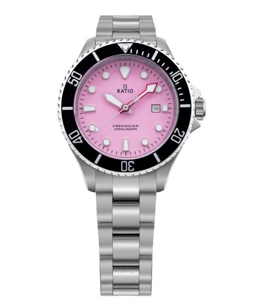 Ratio FreeDiver Sapphire Stainless Steel Candy Pink Dial Quartz RTFL809 200M Women's Watch