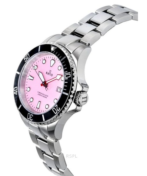 Ratio FreeDiver Sapphire Stainless Steel Candy Pink Dial Quartz RTFL809 200M Women's Watch