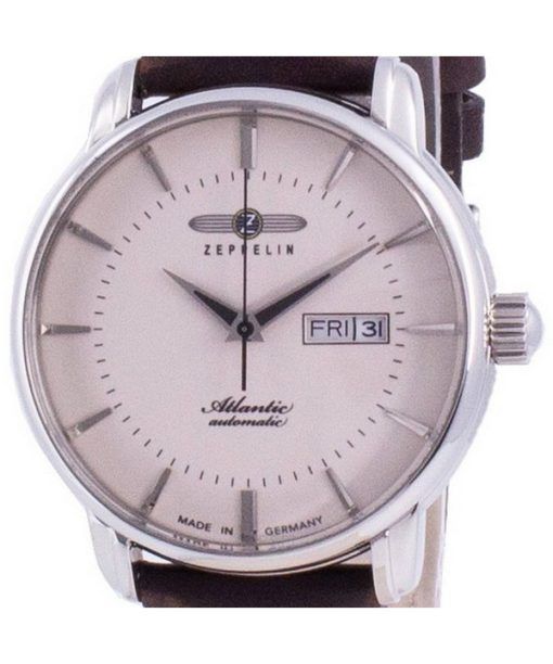 Zeppelin Atlantik Beige Dial Leather Strap Automatic 8466-5 84665 Men's Watch