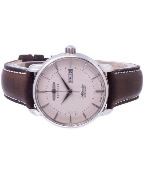 Zeppelin Atlantik Beige Dial Leather Strap Automatic 8466-5 84665 Men's Watch