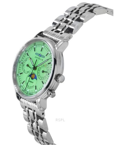 Zeppelin LZ 14 Marine Moon Phase Stainless Steel Green Dial Quartz 8637M4 Women's Watch