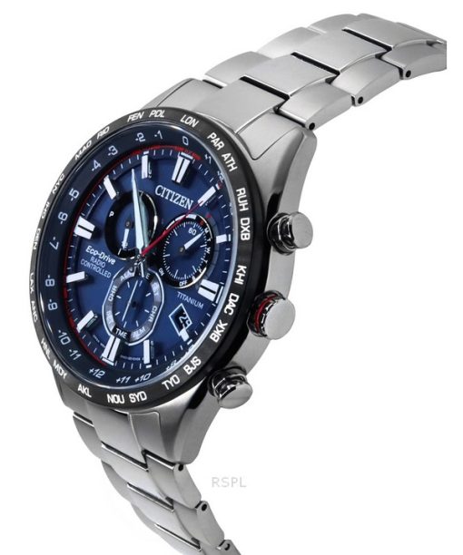 Citizen Radio Controlled Chronograph Super Titanium Blue Dial Eco-Drive CB5945-85L 100M Men's Watch