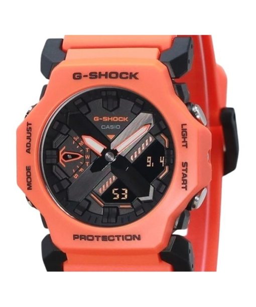 Casio G-Shock Analog Digital Bio-Based Orange Resin Strap Black Dial Quartz GA-2300FL-4A 200M Men's Watch