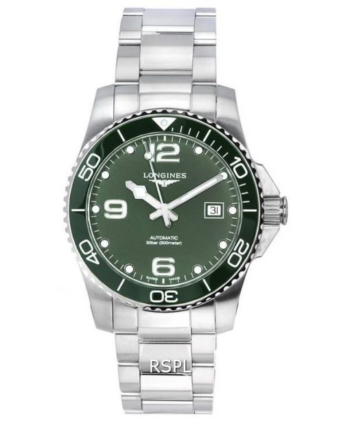 Longines HydroConquest Matt Green With Super-LumiNova Dial Automatic Divers L3.781.4.06.6 300M Mens Watch