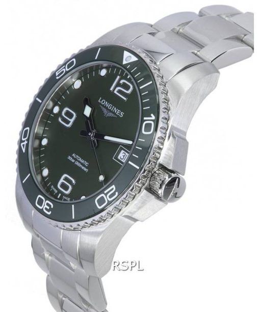 Longines HydroConquest Matt Green With Super-LumiNova Dial Automatic Divers L3.781.4.06.6 300M Mens Watch