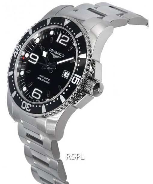 Longines HydroConquest Sunray Black With Super-LumiNova Dial Automatic Divers L3.841.4.56.6 300M Mens Watch