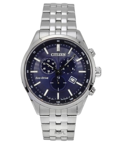 Citizen Eco-Drive Chronograph Stainless Steel Blue Dial AT2570-56L 100M Men's Watch