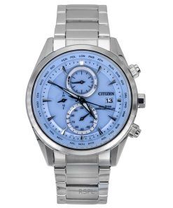 Citizen Eco-Drive Chronograph Radio Controlled Stainless Steel Ice Blue Dial AT8260-85M 100M Men's Watch