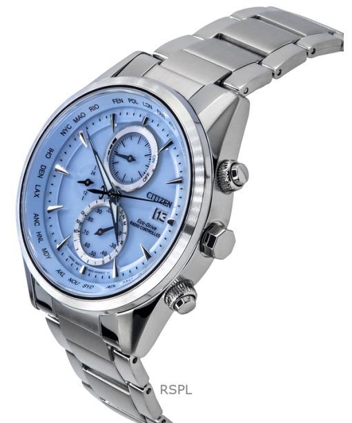 Citizen Eco-Drive Chronograph Radio Controlled Stainless Steel Ice Blue Dial AT8260-85M 100M Men's Watch