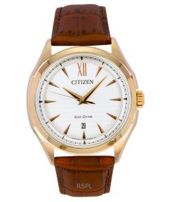 Citizen Eco-Drive Leather Strap White Dial AW1753-10A 100M Men's Watch