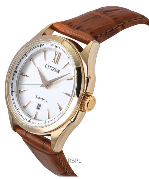 Citizen Eco-Drive Leather Strap White Dial AW1753-10A 100M Men's Watch