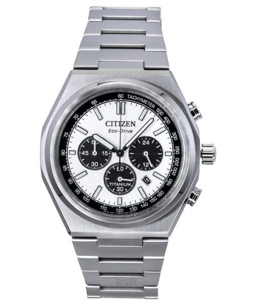 Citizen Zenshin Chronograph Super Titanium Silver Dial Eco-Drive CA4610-85A 100M Men's Watch