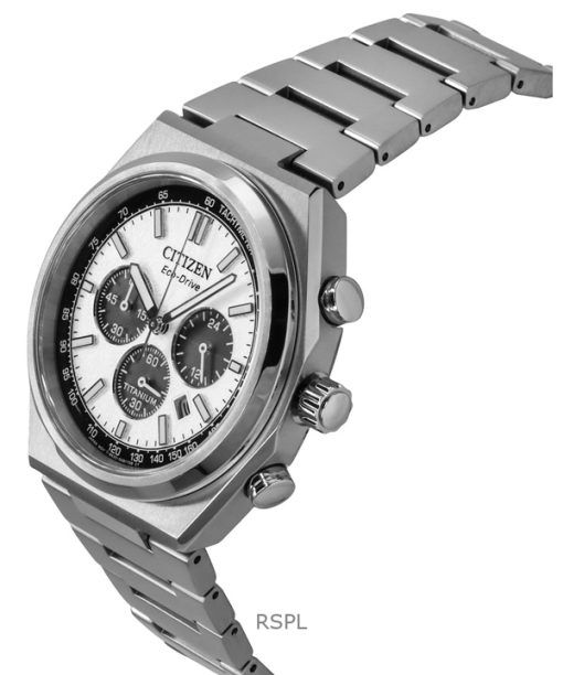 Citizen Zenshin Chronograph Super Titanium Silver Dial Eco-Drive CA4610-85A 100M Men's Watch